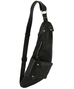 Multi Pocket Sling Bag Fanny Pack CQF013 BLACK